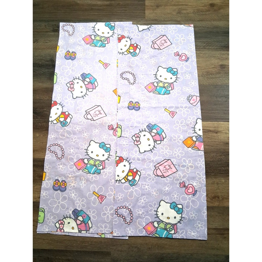 Y2K  2003 Hello Kitty Curtain Valances‎ Purple Flower Set of 2 Shopping Kawaii